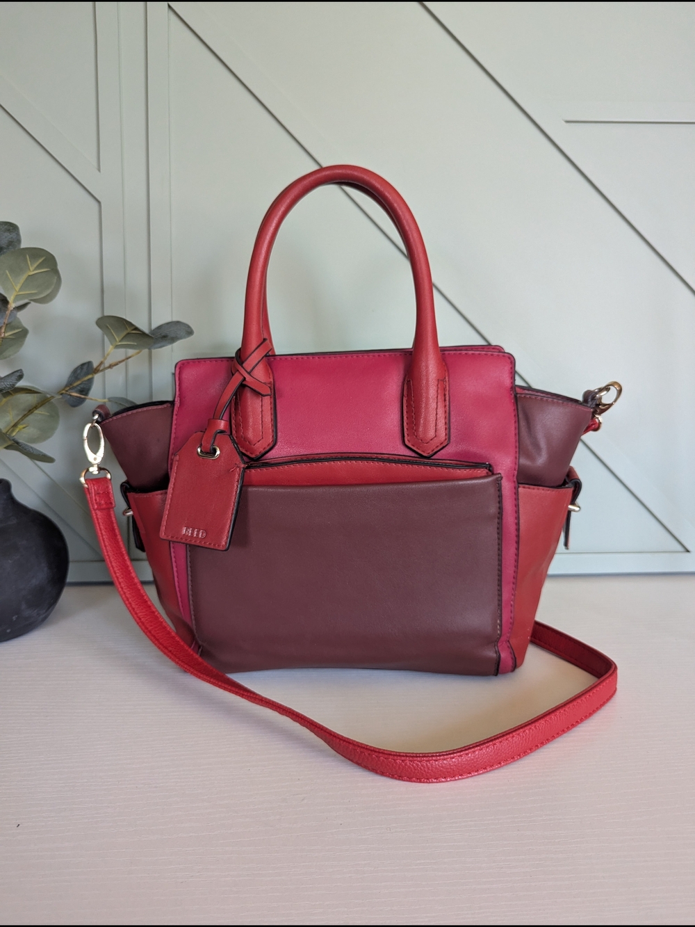Reef Two-Tone Pink Leather Satchel with Detachable Strap - Picture 2 of 15